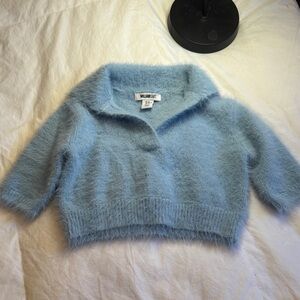 Women's Blue Fuzzy Sweater